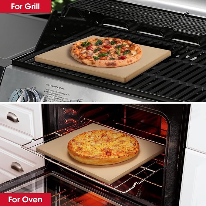 Unicook Pizza Stone for Oven and Grill, 12 inch Square Bread Baking Stone, Cordierite Baking Pan, Thermal Shock Resistant, Making Crispy Crust Pizzas, Bread, Cookie and More
