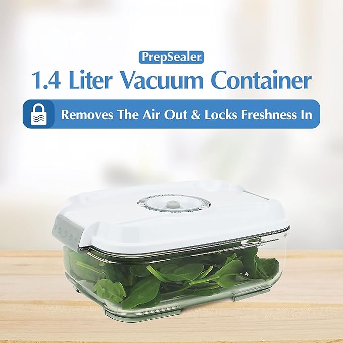 PrepSealer Food Saving Airtight Meal Prep BPA-free Tritan Vacuum Container (1.4L) - Pump not Included