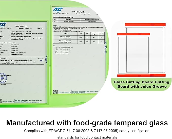 Tempered Glass Cutting Board with Juice Groove - 16x12 Inch Kitchen Cutting Board with Silicone Non-Slip Feet, Easy to Clean & Dishwasher Safe - Ideal for Vegetables, Fruits, Bread, Meats (Red)