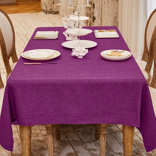 BALCONY & FALCON Rectangle Tablecloth Washable Wrinkle Resistant and Water Proof Table Cloth Decorative Linen Fabric Tablecloths for Dining Parties Kitchen Wedding and Outdoor Use (Purple, 55x70)
