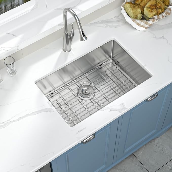 Undermount Kitchen Sink 26 Inch - GhomeG Deep Single Bowl 26x18x9 Inch kitchen sink 16 Gauge Stainless Steel Under Counter Kitchen Sink Basin With R10 Round Corners