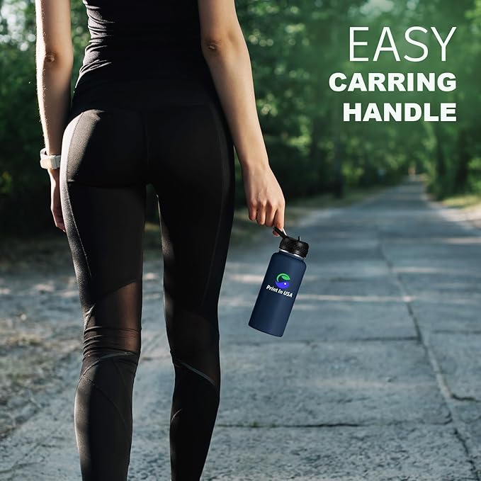 Personalized Custom Print in USA Water Bottle 100Pcs 32oz Stainless Steel Double Wall Coffee Cup with Lid & Straw Insulated Tumbler with Colorful Text Logo Photo