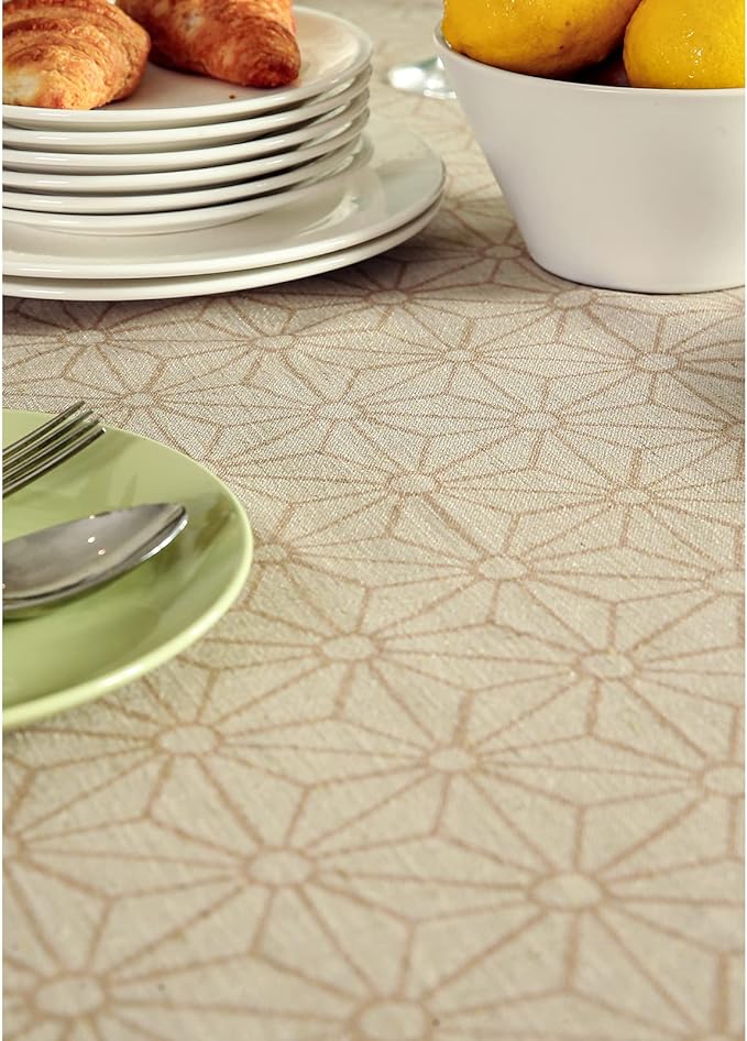 patdrea Floral Linen Table Cloth Durable Tabletop Cover Dacorative Kitchen Dining Tablecloth for Rectangular Square Tables for Parties,Holiday,Christmas,63"x 102"