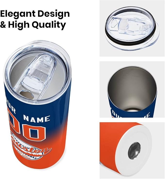 Custom Tumbler Stainless Steel Cup Personalized Baseball Vacuum Insulation Travel Mug Add Your Name Number Fans Gift for Baseball Fans
