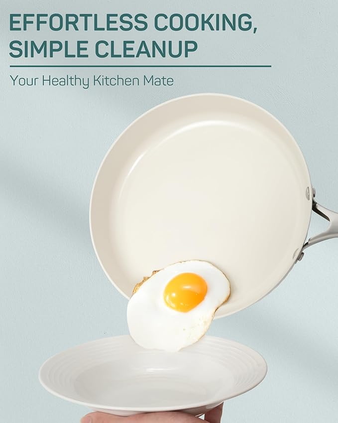 10Pcs Nonstick Cookware Set, Ciwete Tri-Ply Ceramics Cookware Set, Kitchen Pots and Pans with Stay Cool Ergonomic Handle, Dishwasher Safe, Oven Safe, Gift, Compatible with All Stovetop, Green