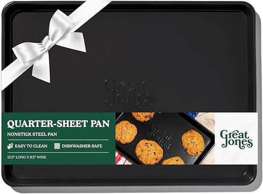 Great Jones Little Sheet (Pepper) | Jelly Roll Pan, Quarter Sheet Pan | Aluminized Steel,13.5" x 9.5" | For Baking, Roasting, & Broiling | Premium Bakeware with Even Heat Distribution