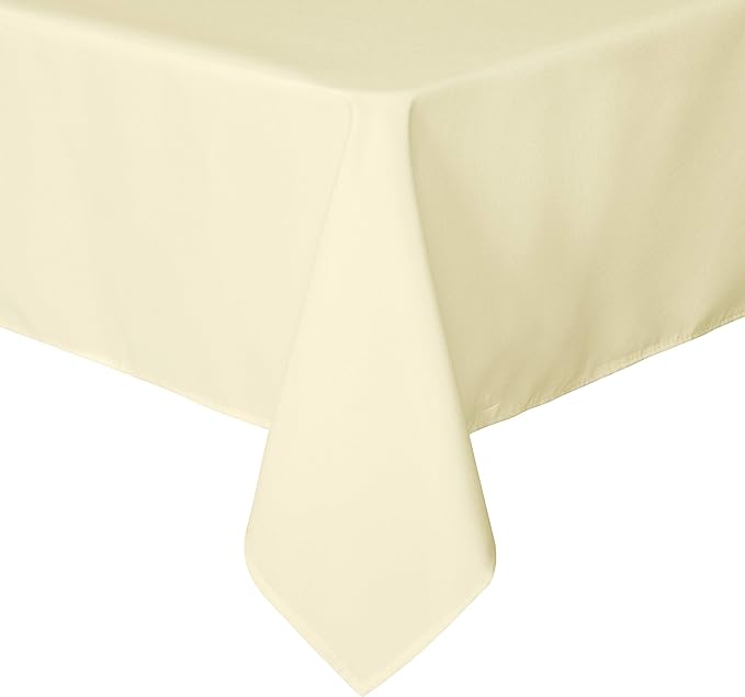 sancua Rectangle Tablecloth - 90 x 132 Inch - Water Resistant Spill Proof Washable Polyester Table Cloth, Decorative Fabric Table Cover for Dining Tables, Buffet Parties and Camping, Beige