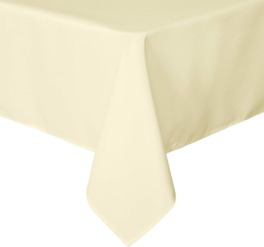 sancua Rectangle Tablecloth - 90 x 156 Inch - Water Resistant Spill Proof Washable Polyester Table Cloth, Decorative Fabric Table Cover for Dining Tables, Buffet Parties and Camping, Beige