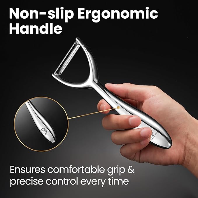 Vegetable Peeler, Premium Stainless Steel Potato Peeler, High Tensile Ultra Sharp Blade Fruit and Food Slicer, Y Shaped with Ergonomic Non-Slip Handle, Dishwasher Safe with 5 Years Warranty