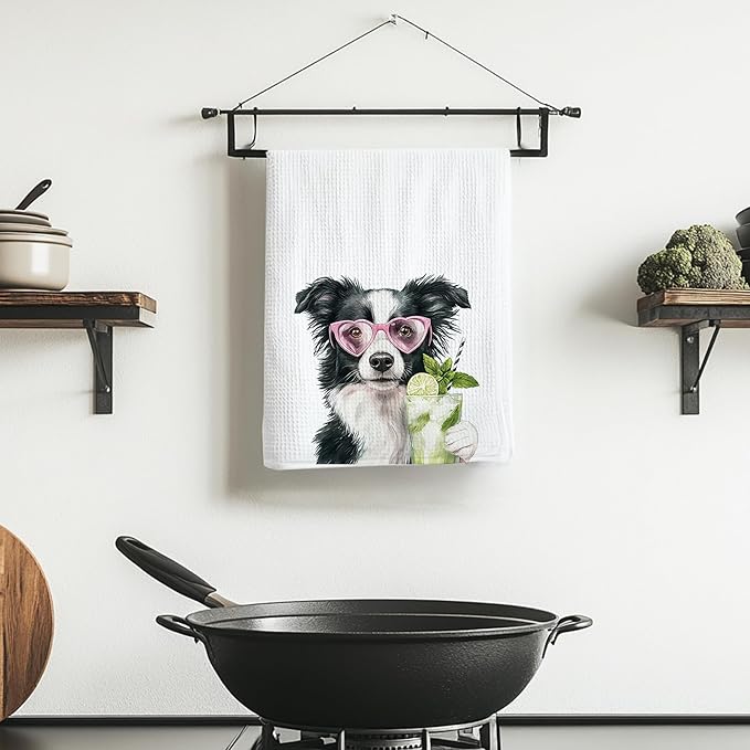 Cabana Bro Border Collie Gifts Kitchen Towels, Border Collie Gifts for Women Men Decorative Hand Towels for Bathroom, Funny Shepherd Dog Cocktail Drinking Dish Tea Towels for Kitchen, 16x24 Inch