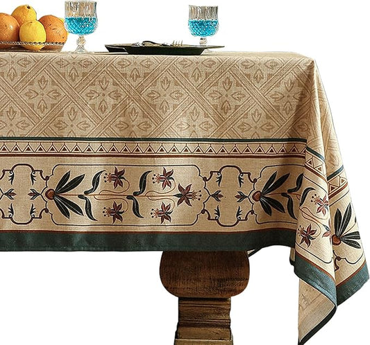 patdrea French Linen Tablecloth Soft Durable Floral Table Cloth Designer Kitchen Dining Tablecloth for Rectangular Tables for Parties Christmas 55"x 87"