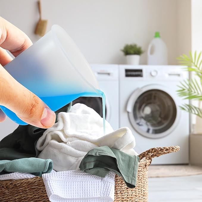 4PCS Silicone Laundry Detergent Cup Holder - Liquid Laundry Detergent Dispenser Cups Reusable, Flexible Washable Liquid Measuring Cups for Home, Dorm, Hotel