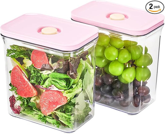 VAKUEN Premium Airtight Food Storage Containers ROSE 2.0L(2.11qt) 2P/SET, Patented Double Silicone Lining, 100% Leak Proof, BPA-FREE