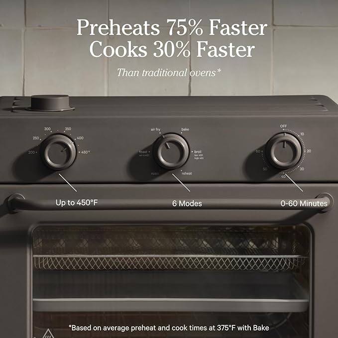 Our Place Large Wonder Oven | 6-In-1 Toxin-Free Air Fryer & Toaster with Steam Infusion | Family-Sized 32QT, 1700W Countertop Design | Includes Bake Tray, Fryer Basket, Large Racks | Char