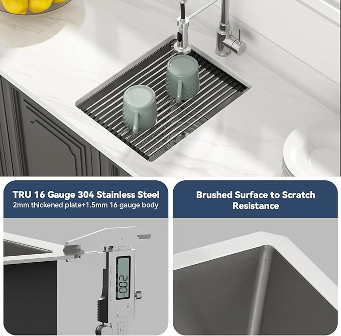 Lordear Undermount Bar Sink 15 x 19 x 10 Inch Kitchen Sink 16 Gauge Stainless Steel Small Sinks Kitchen Single Bowl Workstation with Cutting Board