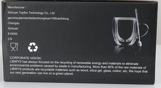 LIBWYS 4 Pack 250ml Double Walled Glass Coffee Mugs with 4 Spoons, Cappuccino Latte Tea Cups with Handle, Heat Resistant Drinking Glasses