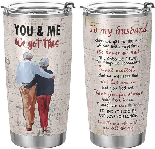JUDIAN Gift For Husband From wife Valentines Day Gift for Husband Birthday Gift for Husband Wedding Gift Couple's mug 20oz Tumbler Travel Coffee Mug