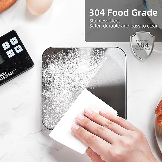 Aotgou Food Scale, 33lb Wireless Kitchen Scale with Remote Display, 1g/0.1oz Precise Graduation, Food-Grade 304 Stainless Steel, Digital Scale for Cooking, Baking, Postage, Shipping Black&Grey