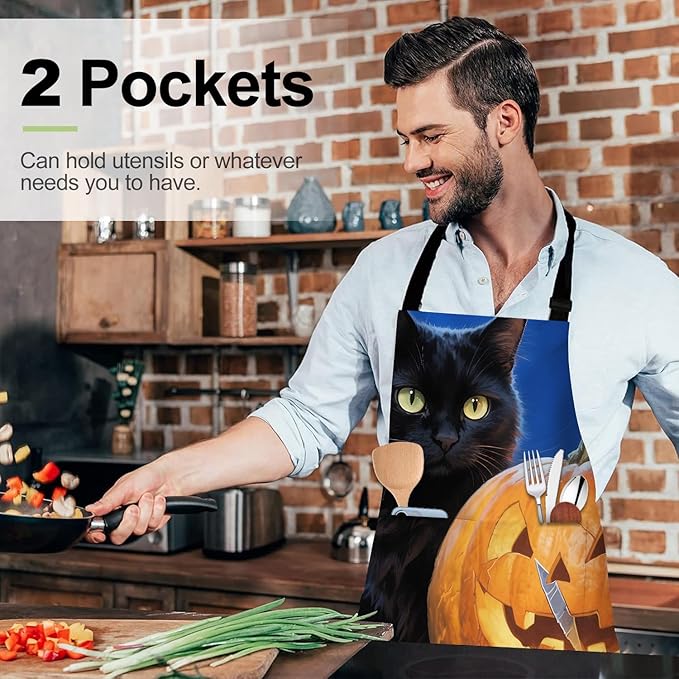 Halloween Apron Home Kitchen Cooking Baking Gardening for Women Men with Pockets waterproof 32x28 inch