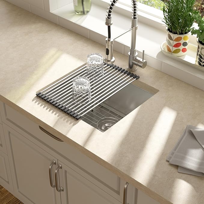 Lordear 19 Inch Undermount Kitchen Sink 19" x 18" Undermount Sink 16 Gauge Stainless Steel Deep Single Bowl Ledge Kitchen Sink