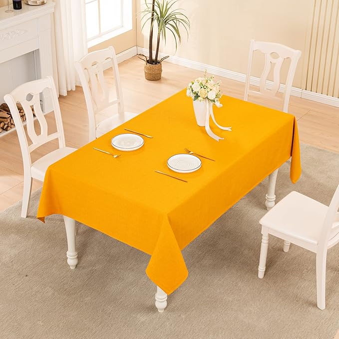 BALCONY & FALCON Square Tablecloth - Small Waterproof Table Cloth, Wrinkle Resistant Table Cover Linen Fabric Tablecloths for Dining Kitchen Halloween and Outdoor Decoration (Golden, 47"x47")