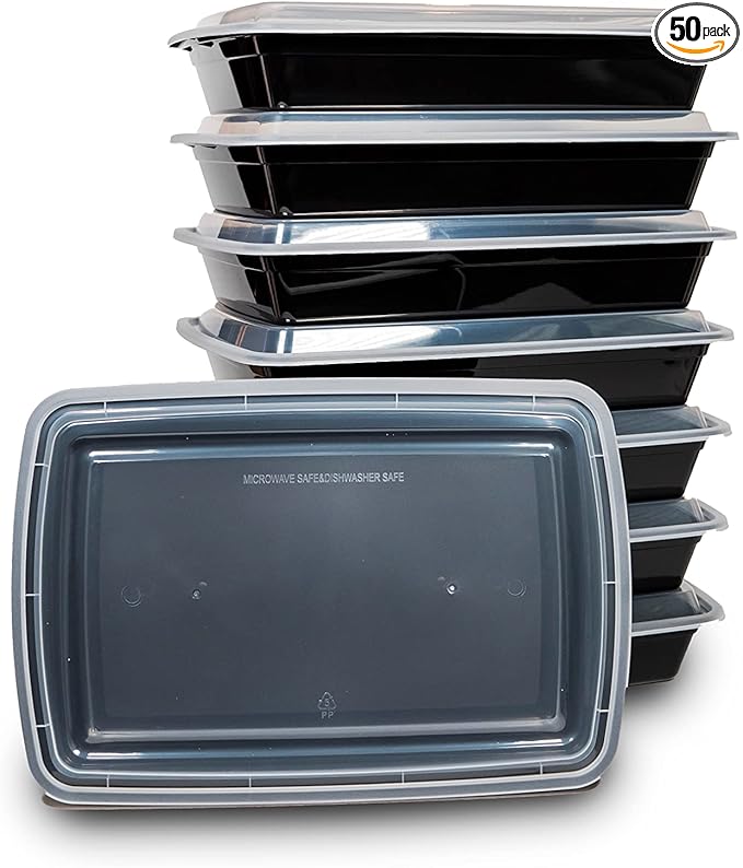 50 sets Rectangle 58oz Meal Prep Containers with lids Microwavable Food Container Plastic BPA Free Rectangle