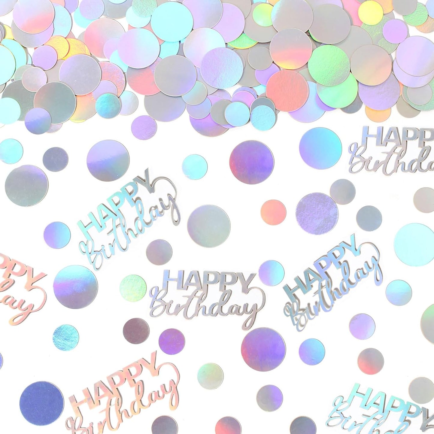 300PC Circle Dots Birthday Confetti for Table Iridescent Happy Birthday Table Scatters Party Decorations