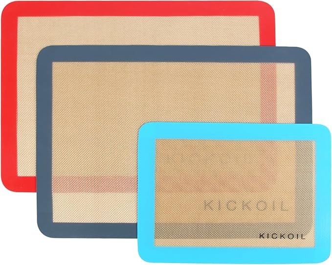 Silicone Baking Mat Large Baking Mat Set of 3-2 Half Sheets 16.5" x 11.6" +1 Quarter Sheet,Reusable Non-Stick Food Safe Bakeware Liners for Cookies, Macarons, Bread/Pastry Keep Oven Pans Clean
