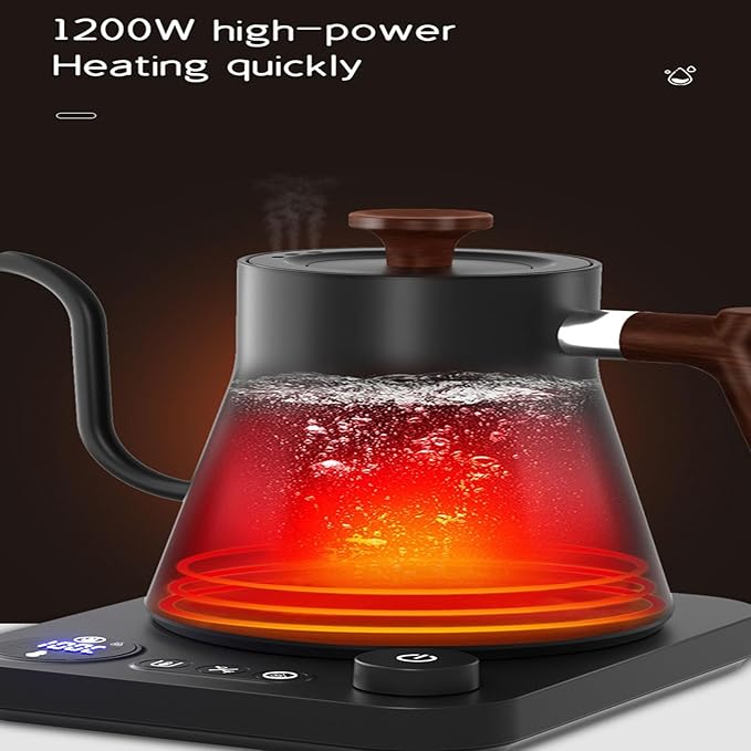 Smart Gooseneck Electric Kettle 1500W - Variable Temperature Control with LED Display, 304 Stainless Steel, 5oz Micro-Brew & 24H Keep Warm for Coffee/Tea(WGITE, US PLUG)