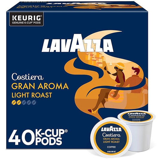 Lavazza Costiera Gran Aroma, Single Serve Keurig K-Cup Pods, Light Roast Coffee, 40-Count Box