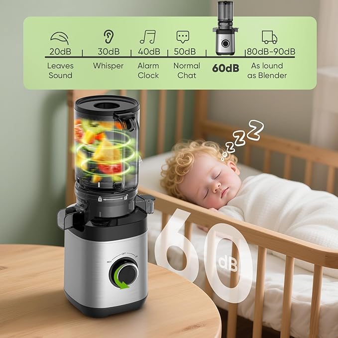 Juicer Machines, 100 Watts Cold Press Juicer with Wide Chute, Slow Masticating Juicers, High Juice Yield for Leafy Greens, Fruits & Vegetables, Easy to Clean