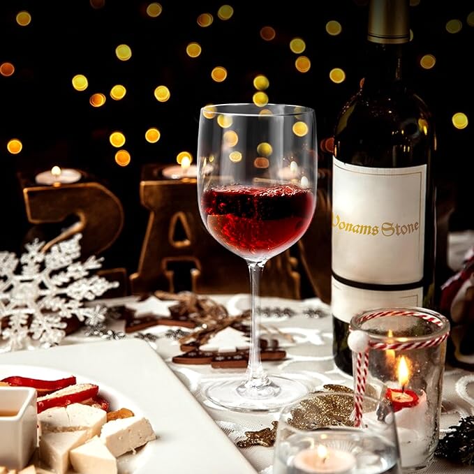 Unbreakable Wine Glasses 16oz - Shatterproof, Reusable, Drink Glassware (Set of 4) For Indoor Outdoor Drinkware Travel, Pool, Camping, Beach, Picnic