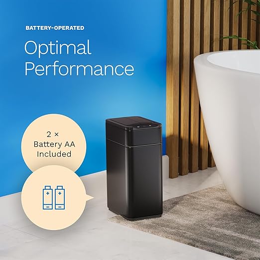hOmeLabs 2.4 Gallon Touchless Sensor Trash Can, Automatic Retractable Butterfly Lid, Batteries Included, Space-Efficient, Easy Clean, Battery-Powered