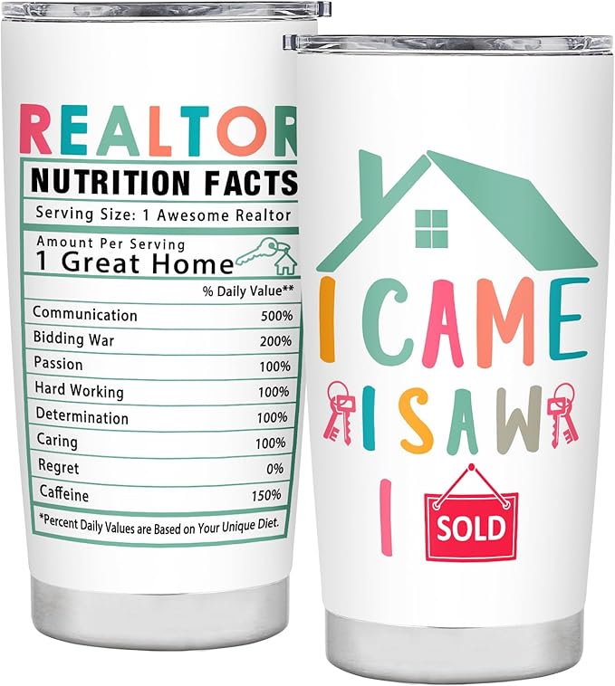Realtor Gifts Closing Gifts for Realtors Real Estate Agent Gift Best Realtor Ever Gift Stainless Steel Tumbler With Lid 20OZ