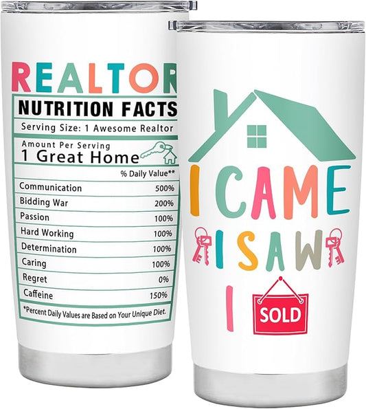 Realtor Gifts Closing Gifts for Realtors Real Estate Agent Gift Best Realtor Ever Gift Stainless Steel Tumbler With Lid 20OZ