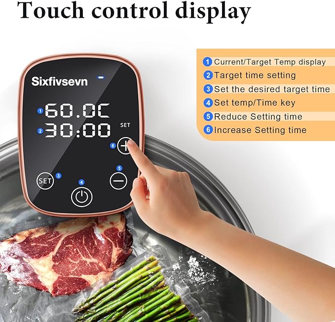 Sous Vide Cooker, Sous Vide Machine 1100 W, Immersion Circulator Precisional Cooker with Touch Control, Accurate Temperature, Ultra-quiet, IPX7 Waterproof, Fast Heating and Time Control