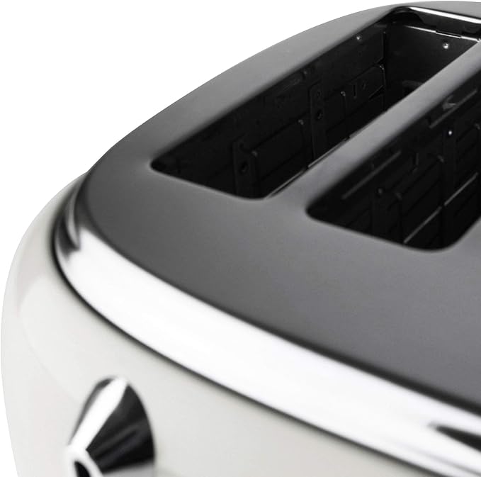 HADEN Heritage 4-Slice Toaster with Extra Wide Slots, 1500-Watt, Ivory & Chrome - Retro Stainless Steel Design with Self-Centering Function, Adjustable Browning Control & Removable Crumb Tray