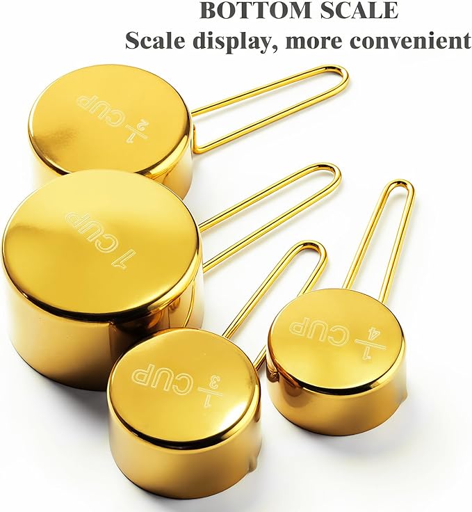 13pcs Gold Stainless Steel Measuring Cups and Spoons Set, Including 8 Double-Sided Magnetic Measuring Spoons Set & 1 Leveler, 4 Metal Measuring Cups, Kitchen Accessroies for Cooking & Baking