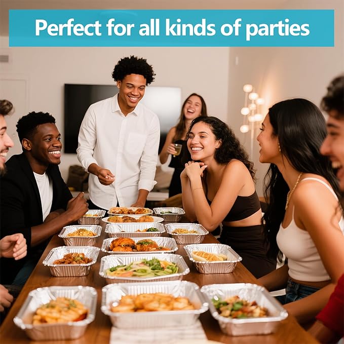 9x11 In Aluminum Pans with Lids, Extra Deep Disposable Baking Pans for Roasting, Baking, Cooking, Food Prep, Chafing, Steam Table, Oven, Cake, and Party Catering. (30-no lids)