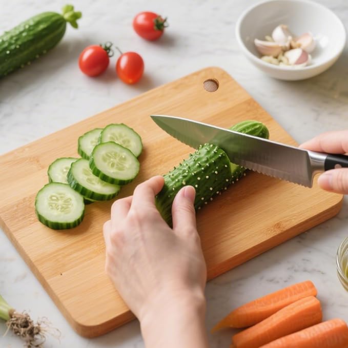 Bamboo Cutting Board Set Durable Wood Cutting Boards for Kitchen with Deep Juice Grooves Ideal Charcuterie Chopping for Meat, Vegetables and Fruits Ideas Kitchen GiftSet(Small Set of 2(M+M)