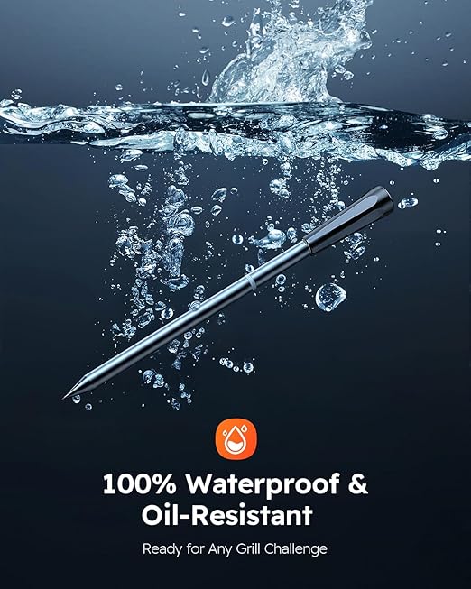 Smart Wireless Meat Thermometer with Ultra-Thin Probe, Digital Food Thermometer 0.5S Instant Read, 600FT Bluetooth Range Real-Time Monitoring & Smart Alerts for BBQ, Grill, Smoker, Oven, Air Fryer