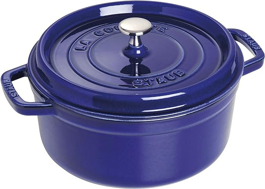 Staub Cast Iron 4-qt Round Cocotte - Dark Blue, Made in France