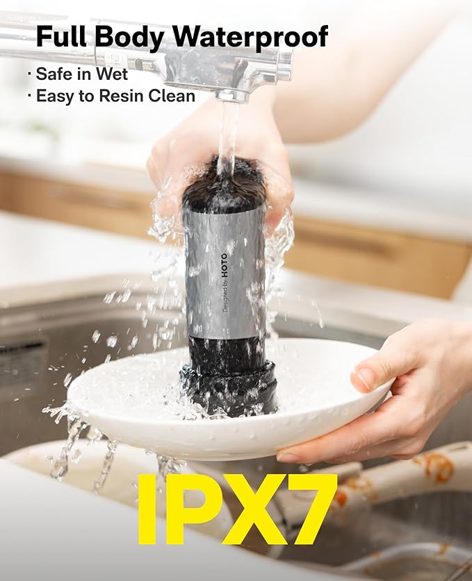 HOTO Grip™ Cordless Electric Spin Scrubber, IPX7 Waterproof, Lightweight at 0.65 lb with 6 Brush Heads, Powerful Cleaning Scrubber, for Bathroom, Kitchen, Tile, Shower