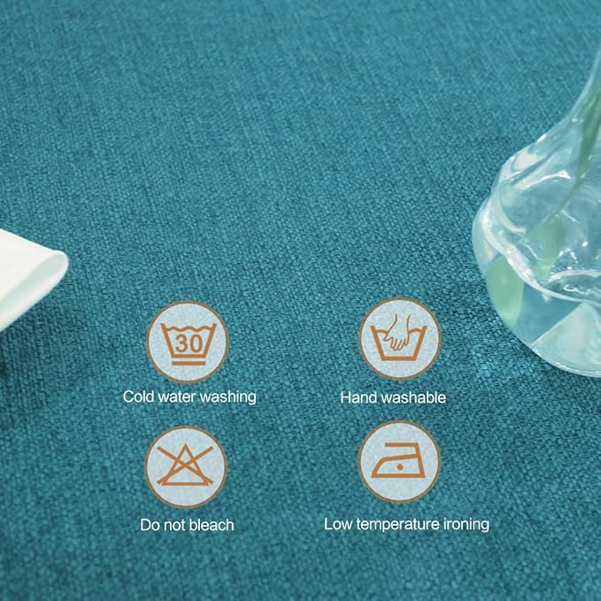 Table Cloth Rectangle Table Cover 55x71 Inches Faux Linen Wrinkle Free and Waterproof Lake Blue Rectangle Tablecloth for Kitchen Dining Party Buffet Wedding