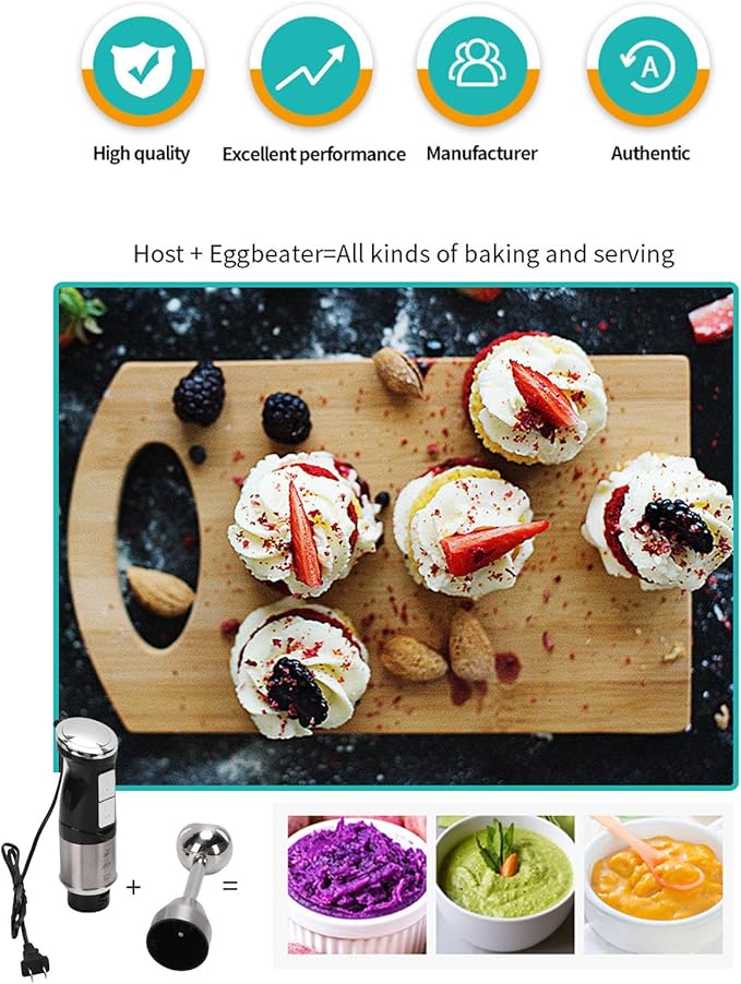 AYNEFY Immersion Blender 400W, Electric Hand Stick Blender with Stainless Steel Cutter, Adjustable Speed for Smoothies Soups Shakes, Easy Grip Handle Detachable for