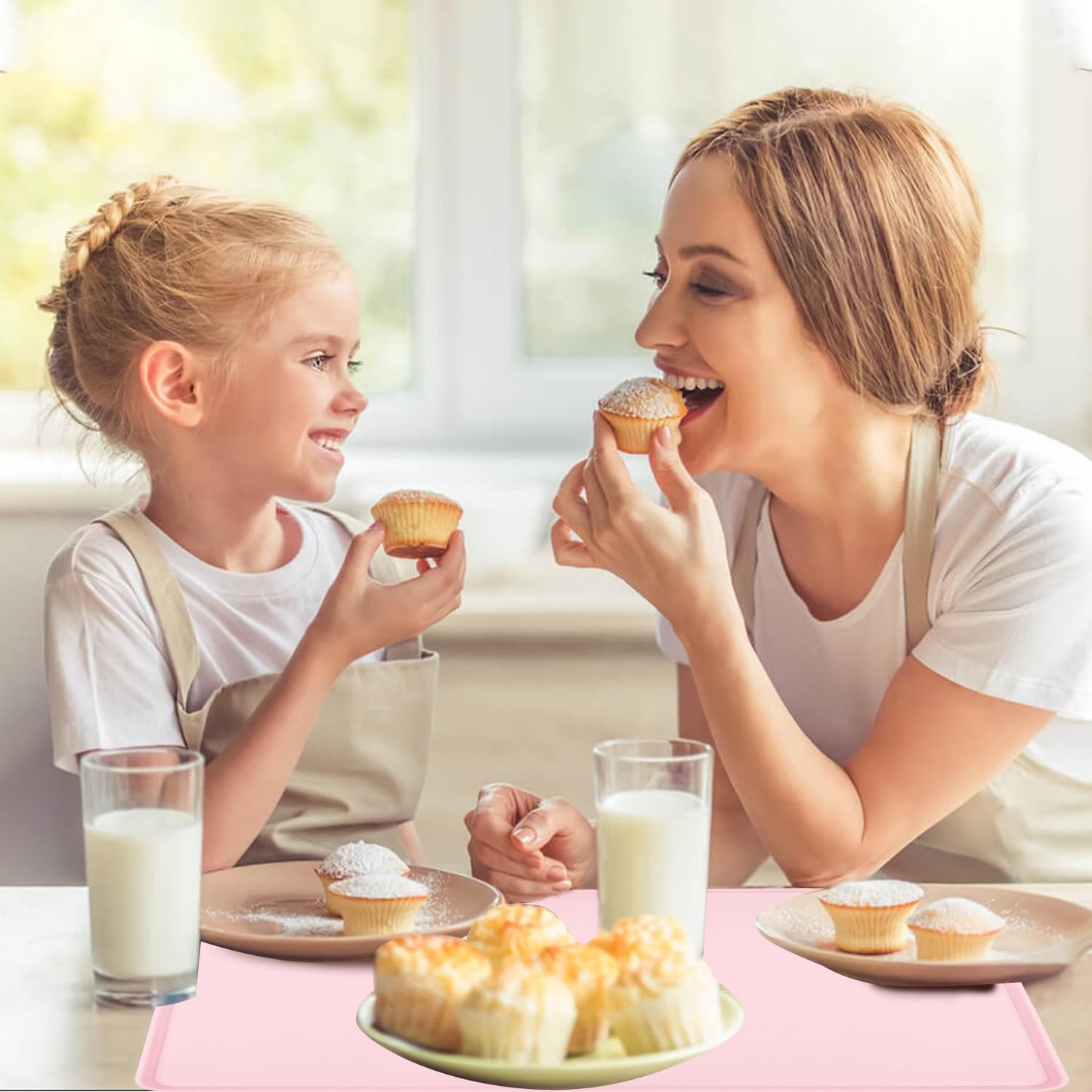 Kids Silicone Cloud Shape Non Slip Placemat for Baby Toddlers - Portable Food Mat, BPA Free Reusable for Travel and High Chairs - Easy to Clean and Roll Up (Pink)