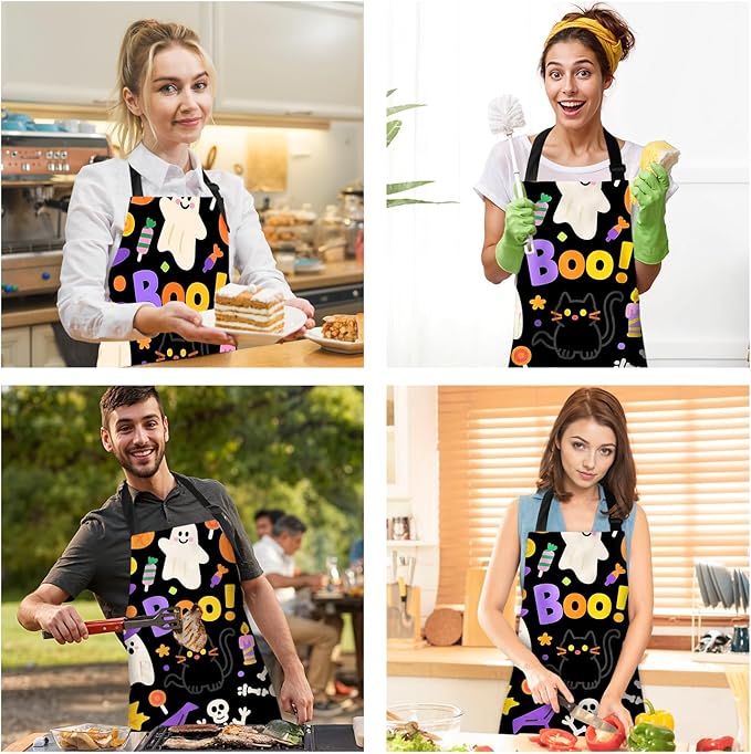 Halloween Apron Home Kitchen Cooking Baking Gardening for Women Men with Pockets waterproof 32x28 inch