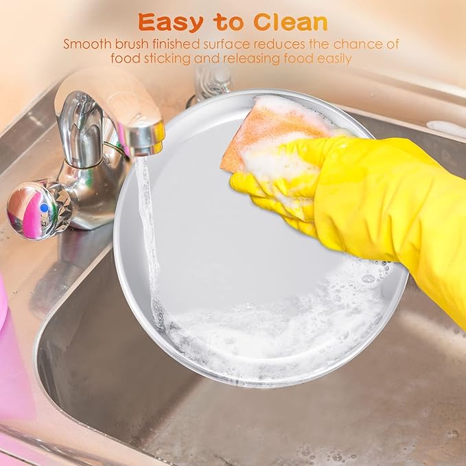 12 Pieces Pizza Pan Bulk Restaurant Aluminum Pizza Pan Set Round Pie Cake Plate Rust Free Cake Tray for Oven Baking Home Kitchen Restaurant Easy Clean(8 Inch)