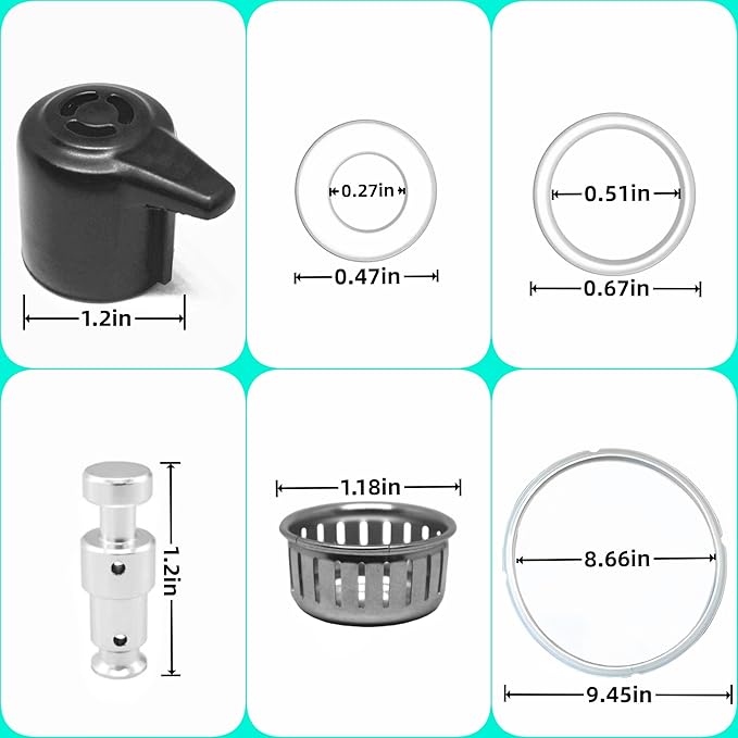 Replacement Parts for Instant Pot Duo/Duo Plus 5, 6 Qt, IP-DUO50, IP-DUO60 and IP-Duo Plus 60, Include Sealing Ring Steam Release Handle and Condensation Collector Cup