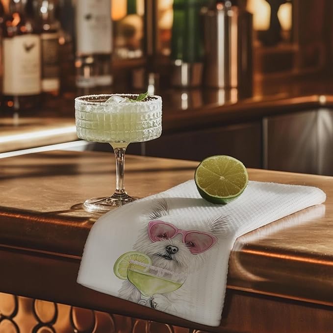 Cabana Bro Westie Gifts Kitchen Towels, Westie Gifts for Westy Lovers Decorative Hand Towels for Bathroom, Funny West Highland White Terrier Cocktail Tequila Dish Tea Towels for Kitchen, 16x24 Inch